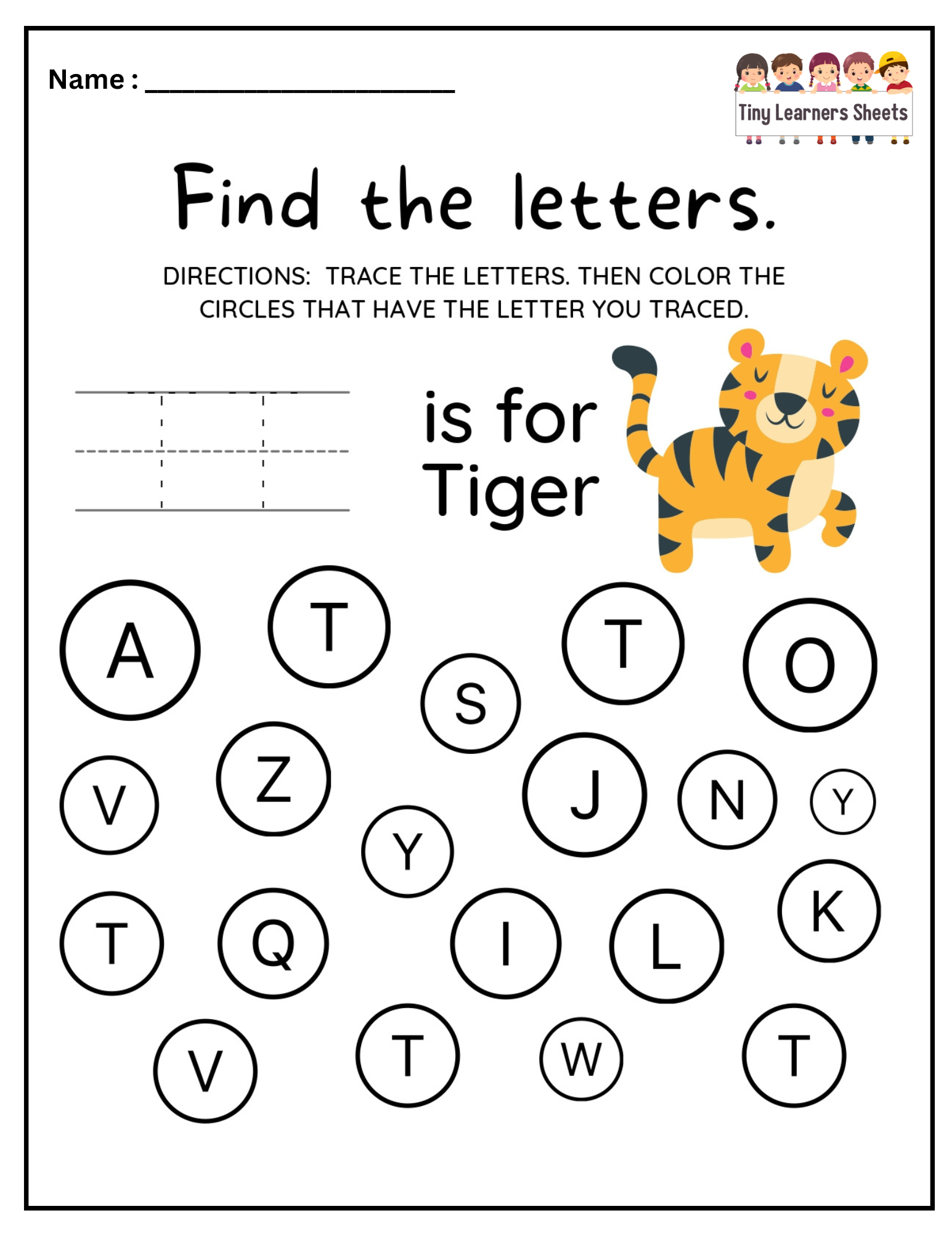 Find Letter T worksheet